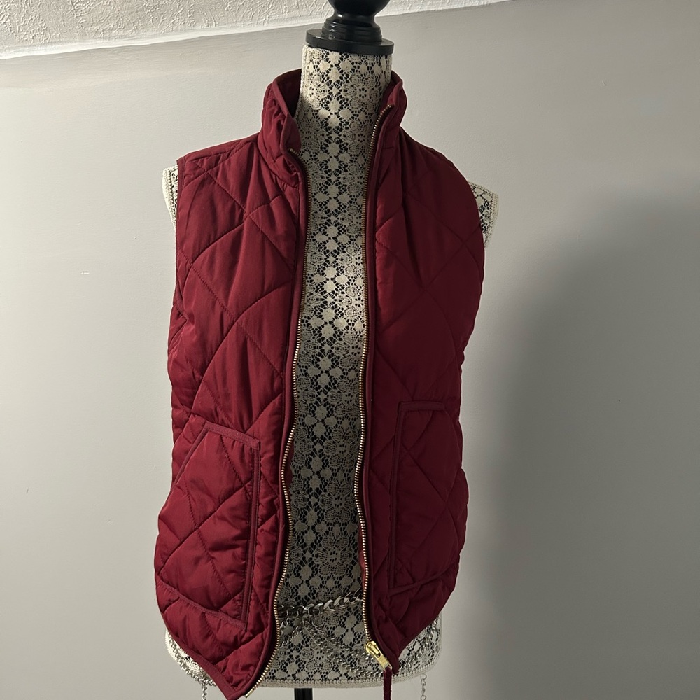 J. Crew Factory Red Quilted Puffer Vest